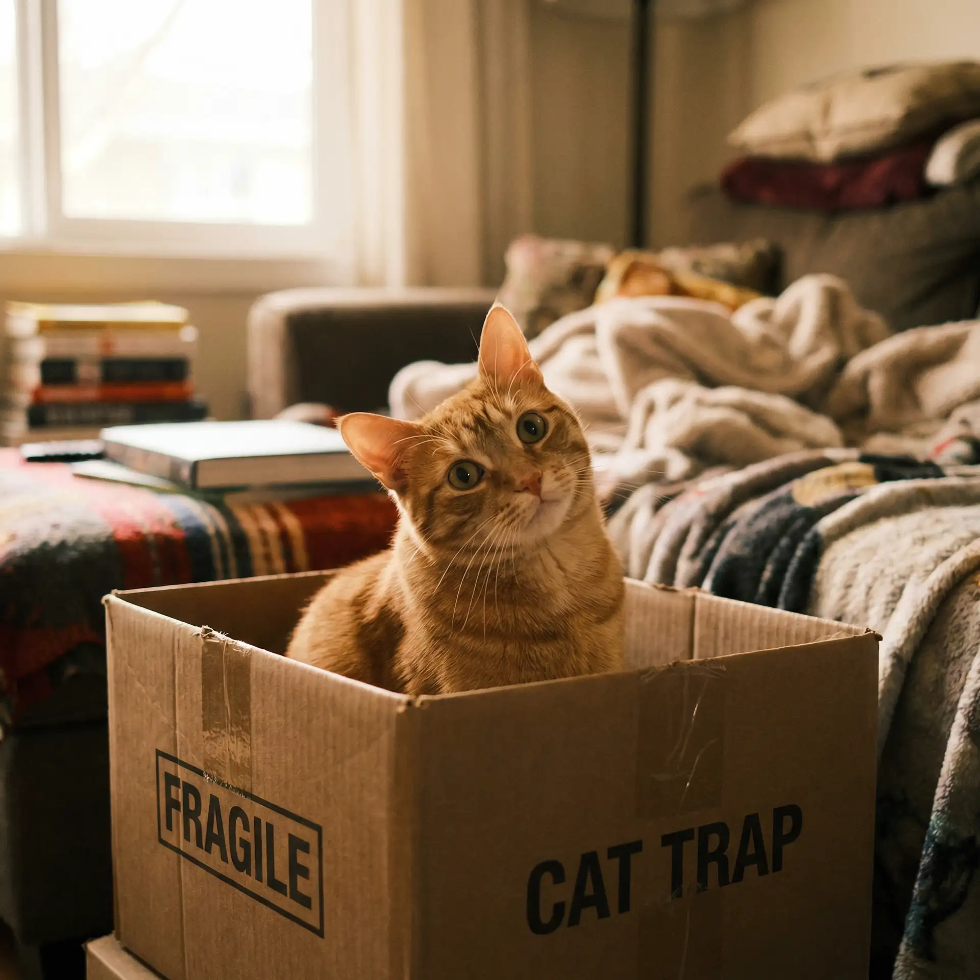 橘猫躲在纸箱里 - 仁科百华在线
